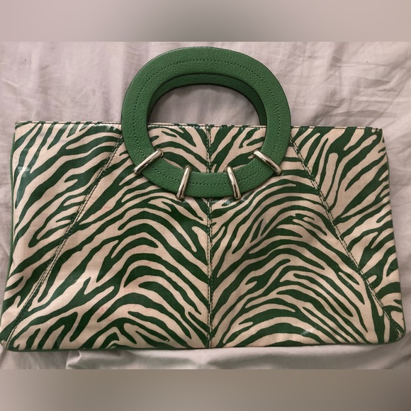 y2k 2000’s vintage Kate Spade satchel purse handbag green zebra animal print - Picture 2 of 11